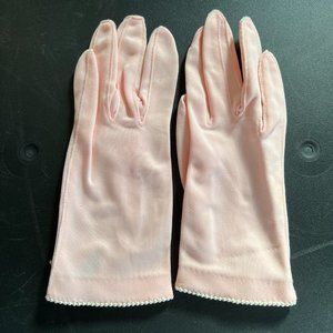Vintage Grandoe Pastel Pink Gloves w/decorative pearl/bead accents -Size 7